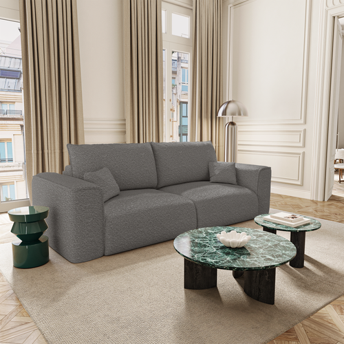 Premium Interiors - Snel uitklapbare slaapbank COMO - bouclé-stof grafietgrijs 236cm
