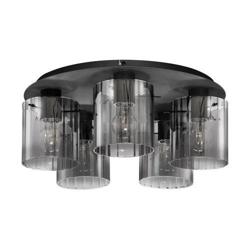 Nova Luce MIRBI Plafondlamp met lampenkap in de kleuren Smokey en Sandy Black, E27, 5x12W