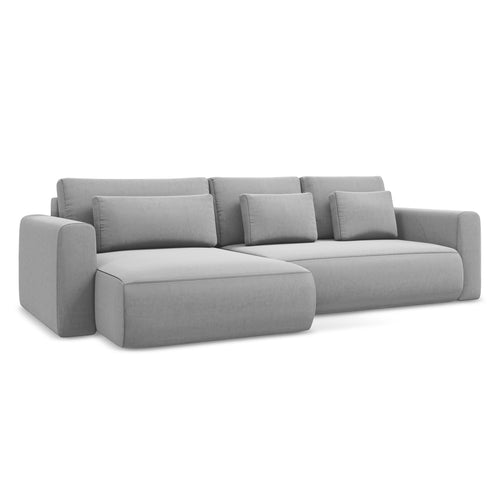LaMiaSofa hoekbank links Perugia - velours - grijs - 278x149x82