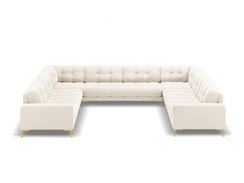 Cosmopolitan Design Panoramische bank Bali 9-zits, flueel, lichtbeige - 256x327x75cm