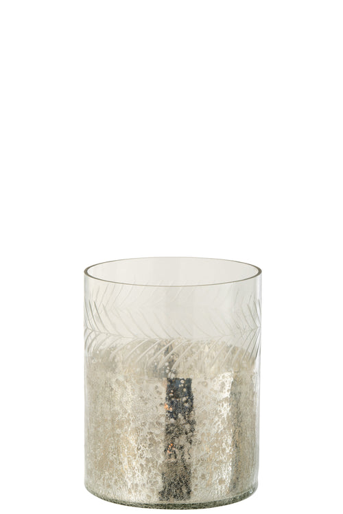 J-Line windlicht Klassiek Crackle - glas - transparant/zilver - small - vtwonen shop