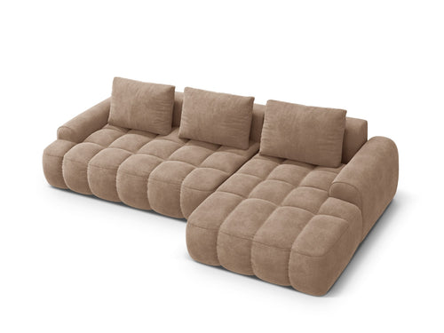 Cosmopolitan Design Converteerbare hoekbank rechts met opbergdoos Linz 3-zits, flueel donkerbeige - 142x275x84cm