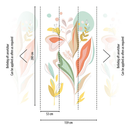 Livingwalls fotobehang bloemen meerkleurig, wit, groen, oranje en geel - 159 x 280 cm - AS-392111 - vtwonen shop