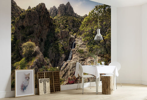 Sanders & Sanders fotobehang landschap groen, grijs en blauw - 450 x 280 cm - 612661