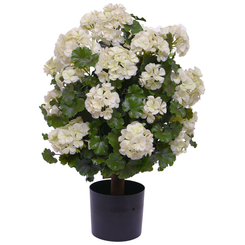 Maxifleur Geranium bol kunstplant 50cm UV Creme