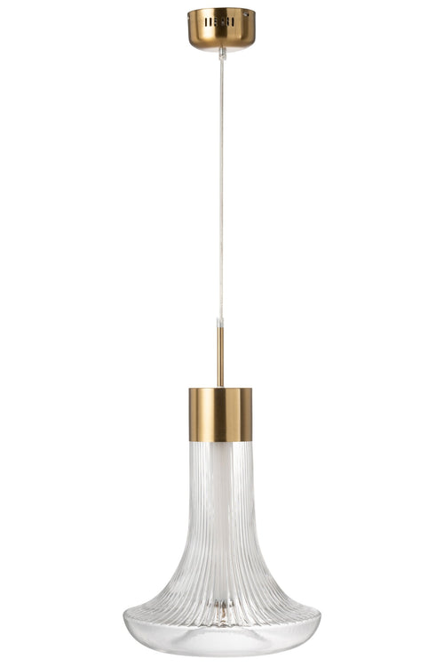 J-Line hanglamp - metaal - transparant/goud - LED lichtjes
