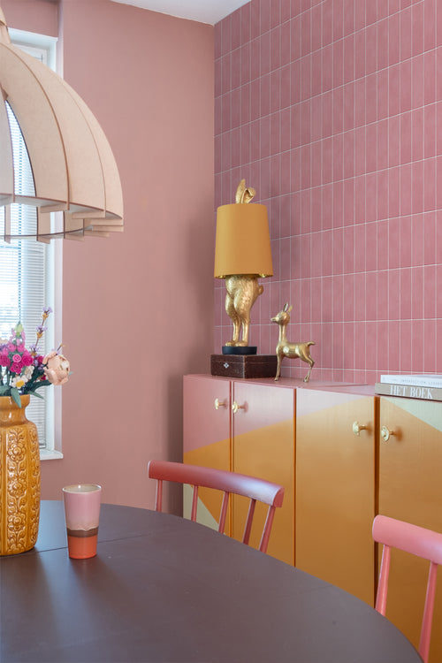 ESTAhome behang tegelmotief roze - 50 x 900 cm - 131535