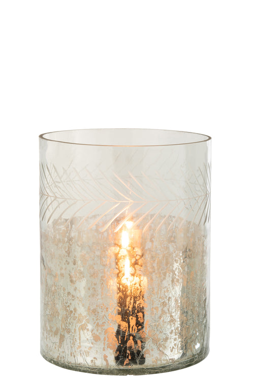 J-Line windlicht Klassiek Crackle - glas - transparant/zilver - large - vtwonen shop