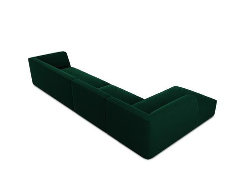 Micadoni linker hoekbank Ruby 5-zits, flueel, flessengroen - 180x366x69cm