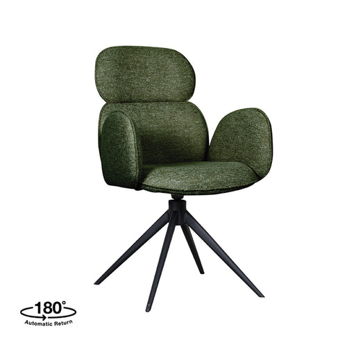 LABEL51 Eetkamerstoel Vidar - Groen Bouclé - Draaibaar - Set van 2 - vtwonen shop