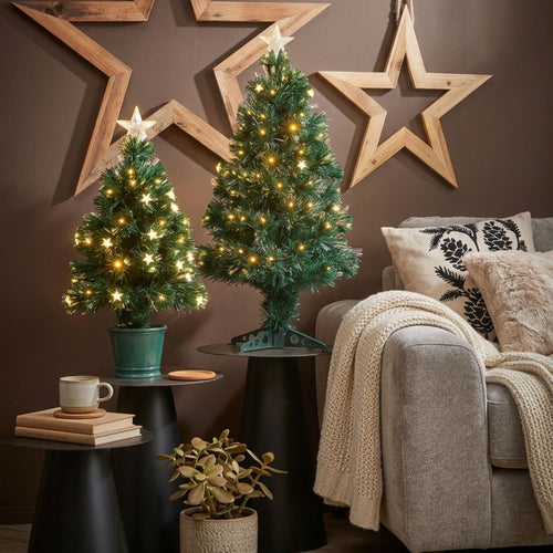 Luca Lighting Mercury Kunstboom met Fibre Optic Verlichting - Kerstboom met 95 LED Sterretjes - Kerstversiering voor Binnen - Klassiek Rond Model -