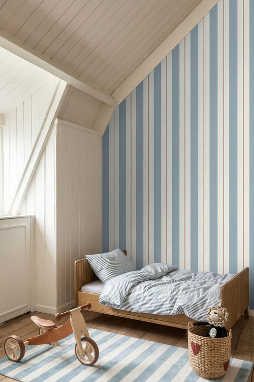 ESTAhome behang strepen vergrijsd blauw - 0.53 x 10.05 m - 132154