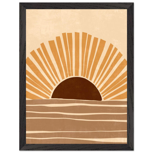 Artfulprints Poster met Lijst Boho – Rising sun   - 30x40 cm - Oranje