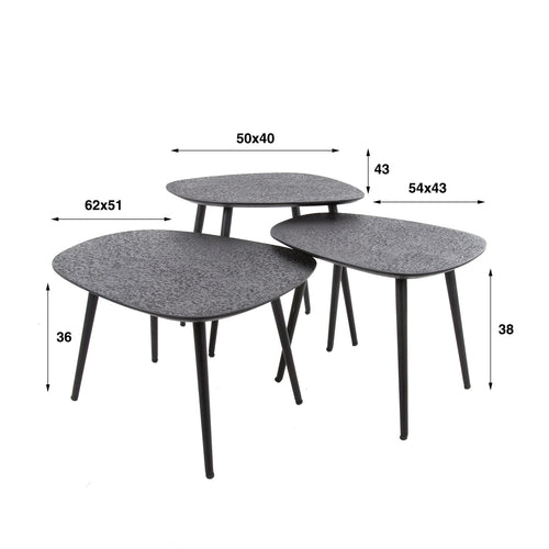 Giga Meubel Salontafel Metallic - Zwart Metaal - Set van 3 - 62x51x36cm - vtwonen shop