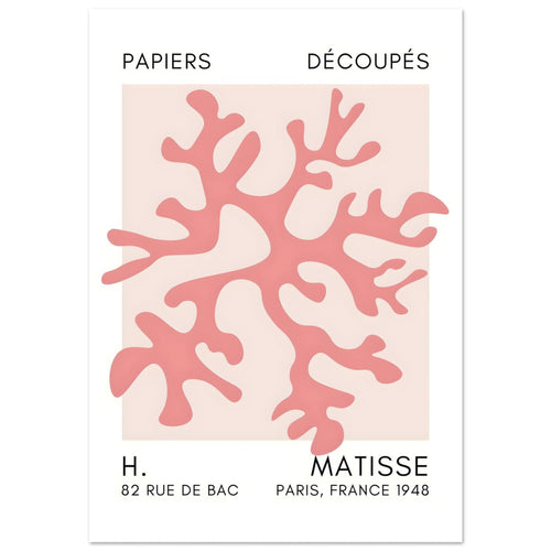 Artfulprints Poster Matisse – Dreamy coral flower taupe   - A4 21x29.7 cm - Taupe