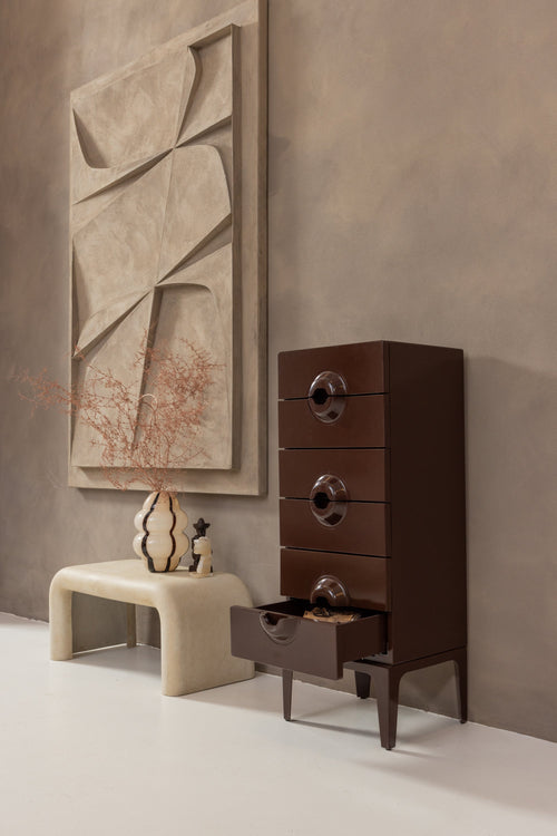 WOOOD vaas met streep Kency - Glas - Naturel/Zwart - Set van 2 - vtwonen shop