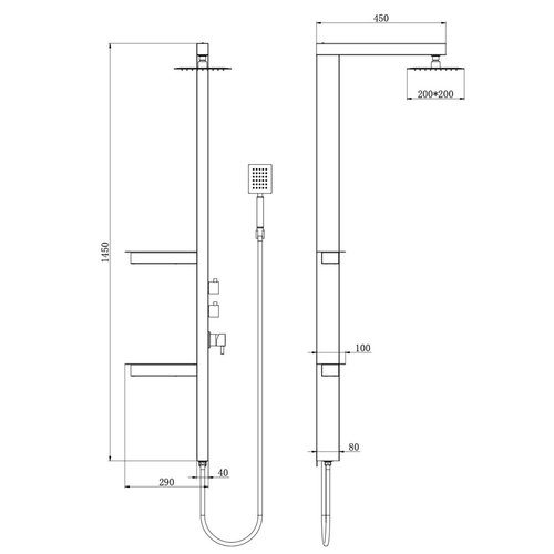Badplaats Douchepaneel Avalon 145 x 3 cm - Aluminium Doucheset met Mengkraan en Douchekop