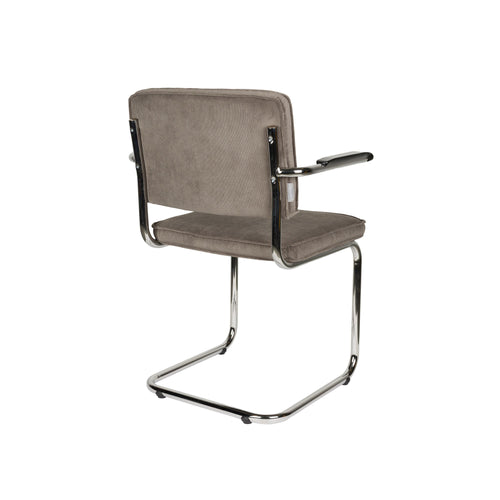 Zuiver Ridge Rib Eetkamerstoelen armleuning Grijs - Set van 2 - vtwonen shop