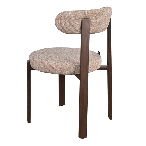 DÉJA Living Eetkamerstoel Lagan - Taupe/Walnoot Stof - Set van 2 - vtwonen shop