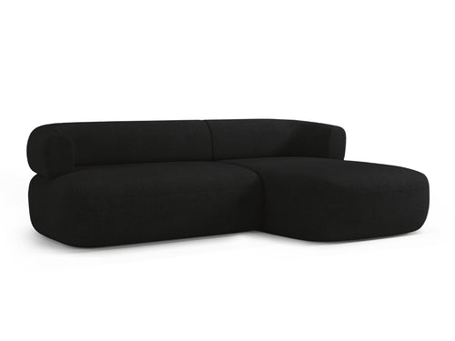 Micadoni rechter hoekbank Jenny 5-zits, boucle zwart - 145x225x73cm
