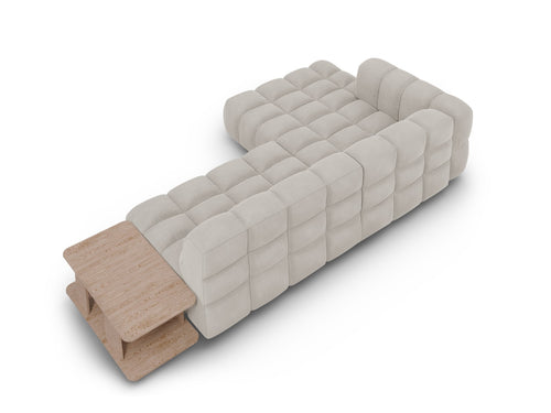Cosmopolitan Design Modulaire hoekbank links Sky 4-zits, flueel, lichtbeige - 162x297x70cm