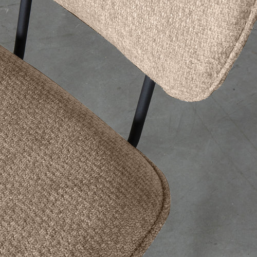 LABEL51 Eetkamerstoel Liva - Beige Stof - Zithoogte 50cm - Set van 2