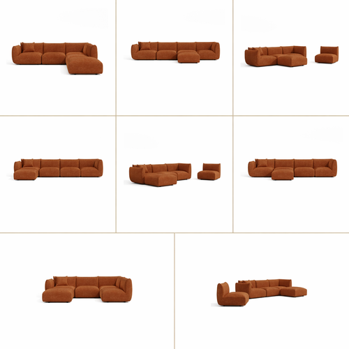 Sia Home - Modulaire hoekbank met grote hoek NOOMA - chenillefluweel  302cm