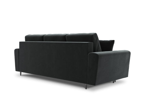 Cosmopolitan Design Slaapbank met opbergdoos Kyoto 3-zits, flueel, donkergrijs - 100x235x88cm