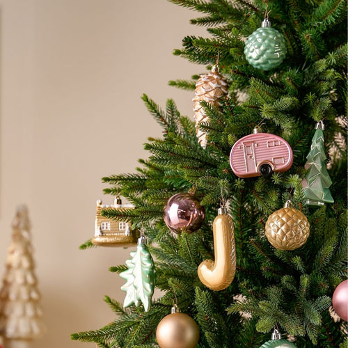 Mica Decorations Kerstboomornamenten JOY 26 stuks - Onbreekbare Kerstballen en Figuren - Set Kerstversiering in Roze, Champagne en Lichtgroen -