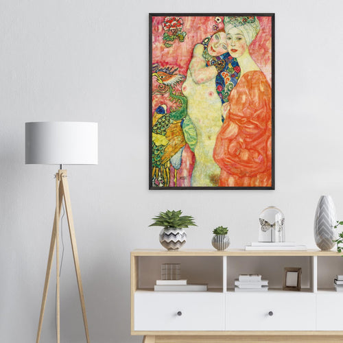 Artfulprints Poster met Lijst Gustav Klimt - The women friends   - A4 21x29.7 cm - Roze