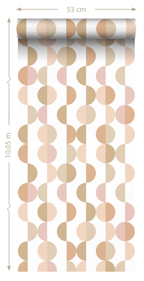 ESTAhome behang grafisch motief terracotta, roze en beige - 50 x 900 cm - 139621 - vtwonen shop