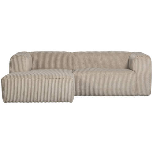 WOOOD chaise longue links Bean - Ribstof - Travertin - 73x254x178 - vtwonen shop