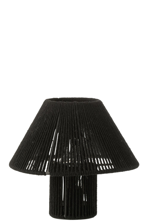 J-Line lamp - metaal/katoen - zwart - LED lichtjes
