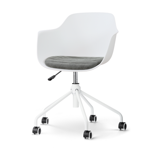 Nolon Nout-Liz eetkamerstoel wit met zeegrijs zitkussen - wit onderstel