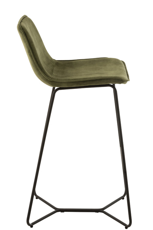 J-Line barstoel Laurent - metaal/textiel - groen - 2 stuks