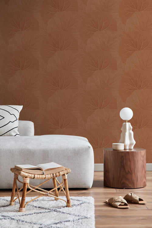 ESTAhome behang bladeren terracotta - 53 cm x 10.05 m - 139915