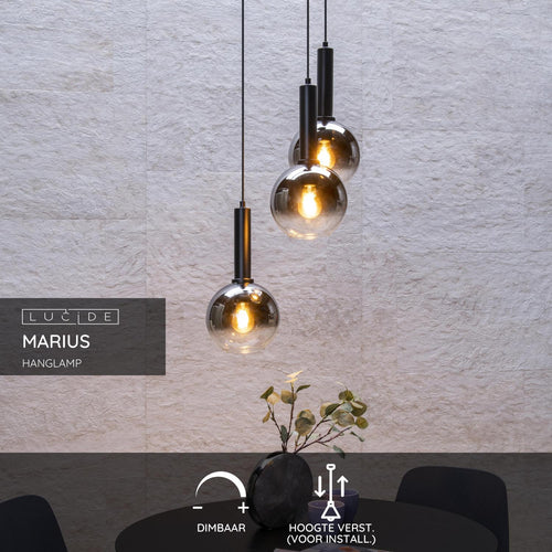 Lucide hanglamp MARIUS - 3xE27 - Zwart - vtwonen shop