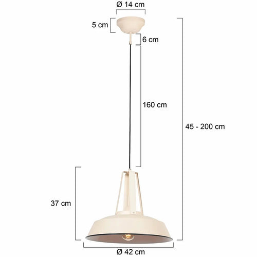 Steinhauer hanglamp Eden - 1 lichts - 45  x  240   cm - creme