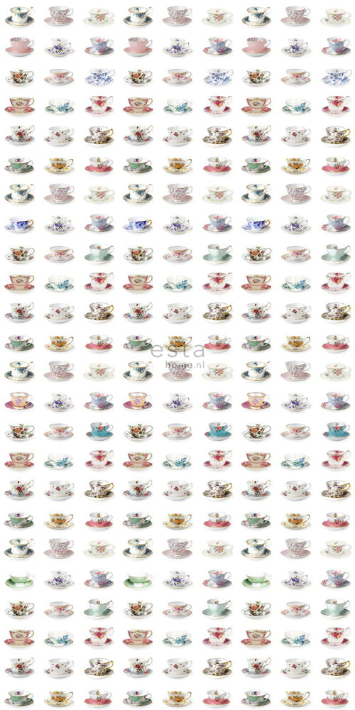 ESTAhome XXL behang kopjes en schoteltjes meerkleurig - 50 x 900 cm - 158111 - vtwonen shop