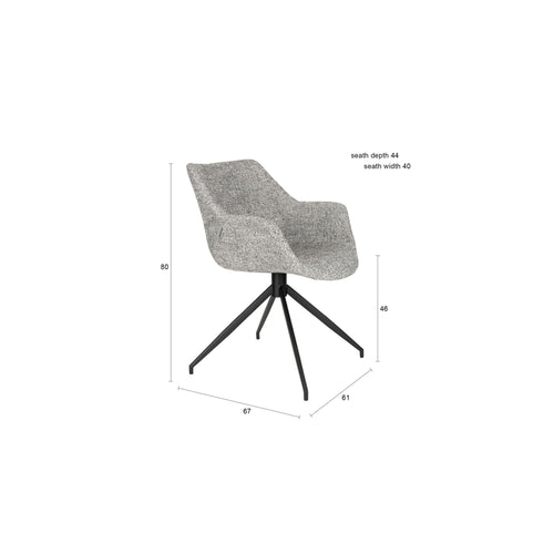 Zuiver Doulton Eetkamerstoelen Armleuning Grijs - Set van 2