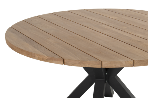 Hartman Tuintafel Stephanie - Naturel/Zwart Teakhout - Ø150x76cm