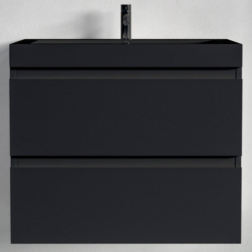 LOMAZOO badkamermeubel Monaco - zwevend - zwart - mat zwart - 60 cm