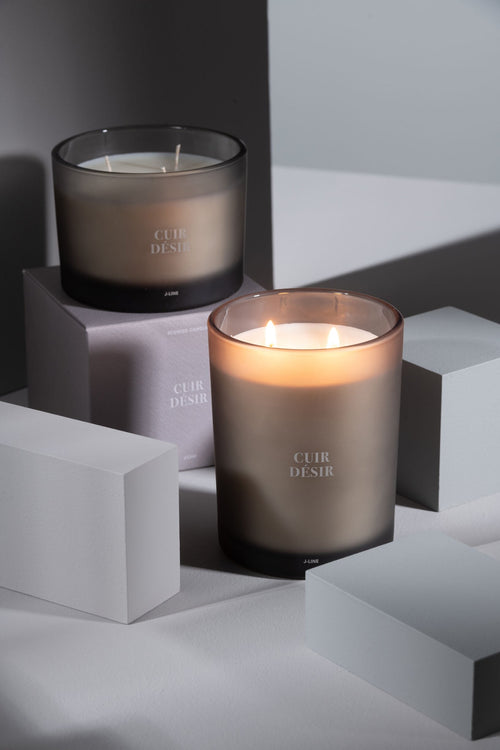 J-Line geurkaars Accords Essentiels - Cuir Désir - glas - bruin - 28U