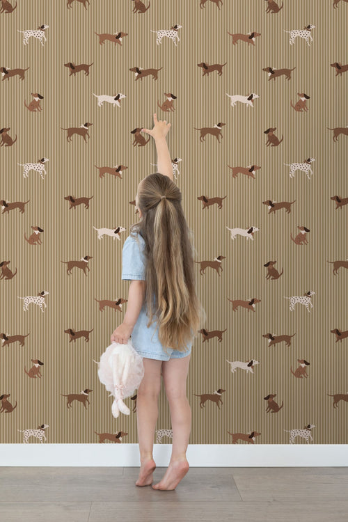 ESTAhome behang honden groen - 50 x 900 cm - 131900