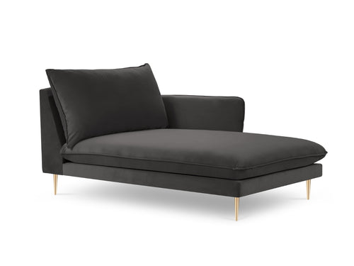 Cosmopolitan Design rechter chaise longue Vienna flueel, donkergrijs - 170x110x95cm