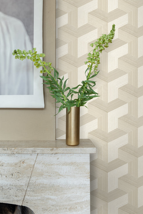 Origin Wallcoverings behang grafisch 3D motief lichtbeige - 53 cm x 10.05 m - 347948