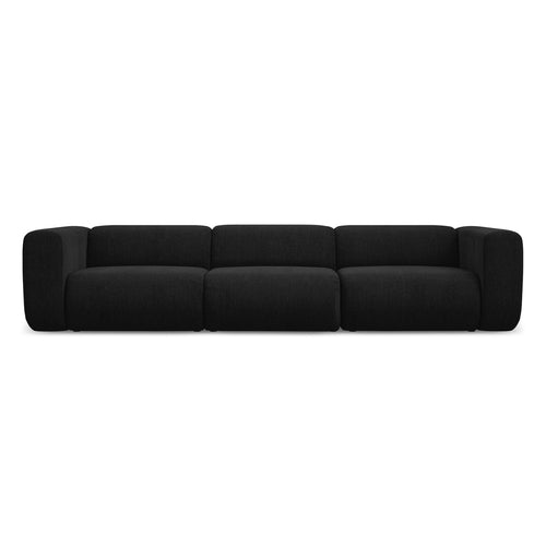 LaMiaSofa 4-zits bank Bari - chenille stof - zwart - 319x89x70