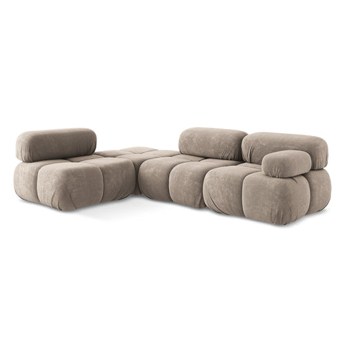 LaMiaSofa hoekbank links Sanremo - chenille stof - donkerbeige - 285x190x70
