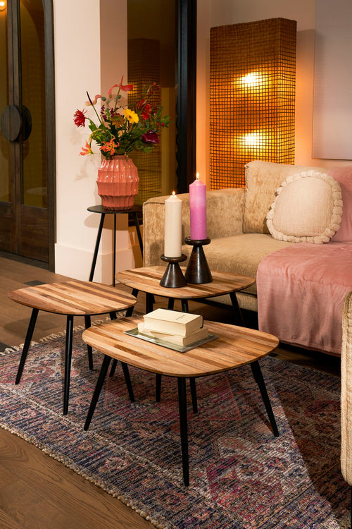 Mica Decorations Jailey Bijzettafel - Set van 3 - L62 x B52 x H34 cm - Gerecycled Hout - Bruin - vtwonen shop