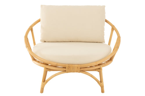 J-Line stoel + kussen - jute/textiel - naturel/wit